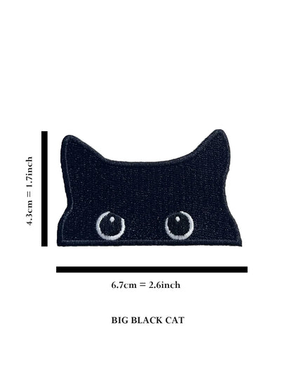 2PCS Embroidered Black Cat Iron-On Patch – Cute Design for Clothing, Jeans & Jacket Decoration