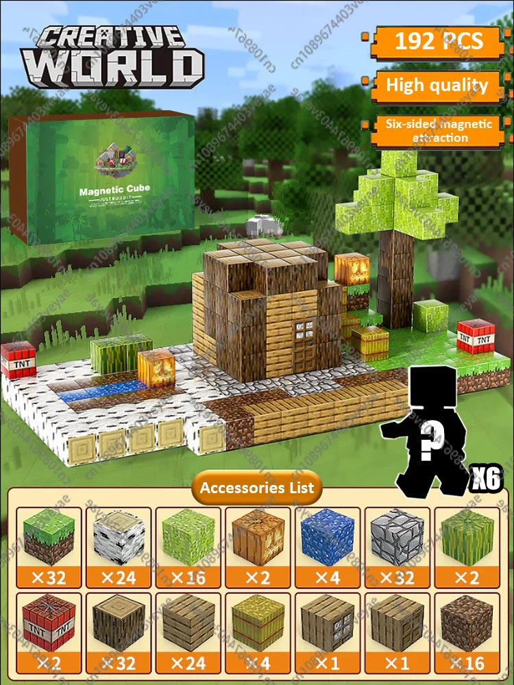 Magnetic Building Blocks – Mine World Magnet Cube STEM Toy for Kids 3+, DIY Montessori Sensory Model for Boys & Girls