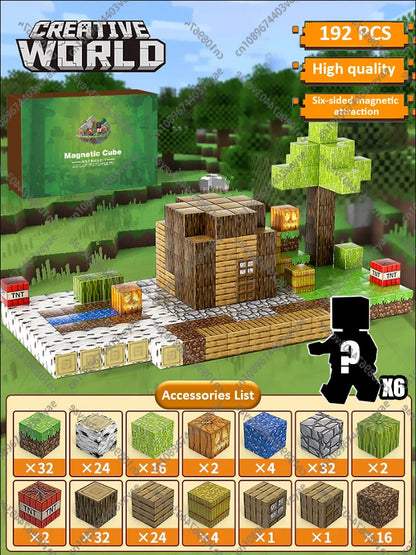 Magnetic Building Blocks – Mine World Magnet Cube STEM Toy for Kids 3+, DIY Montessori Sensory Model for Boys & Girls