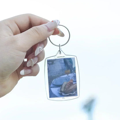 Clear Acrylic Photo Frame Keychains – Blank Rectangle Keyrings for Double-Sided Photos, DIY Supplies (5-100PCS)