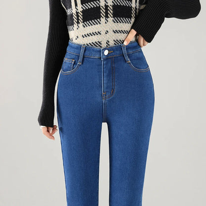 Women’s Thermal Fleece Jeans – Winter Warm Thickened Skinny Velvet Pants