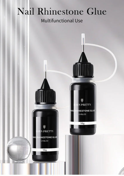 BORN PRETTY 10g Gel Nail Glue for Rhinestones - Super Adhesive, No Wipe Nail Gem Glue for 3D Crystals, Beads, Diamonds & Stickers