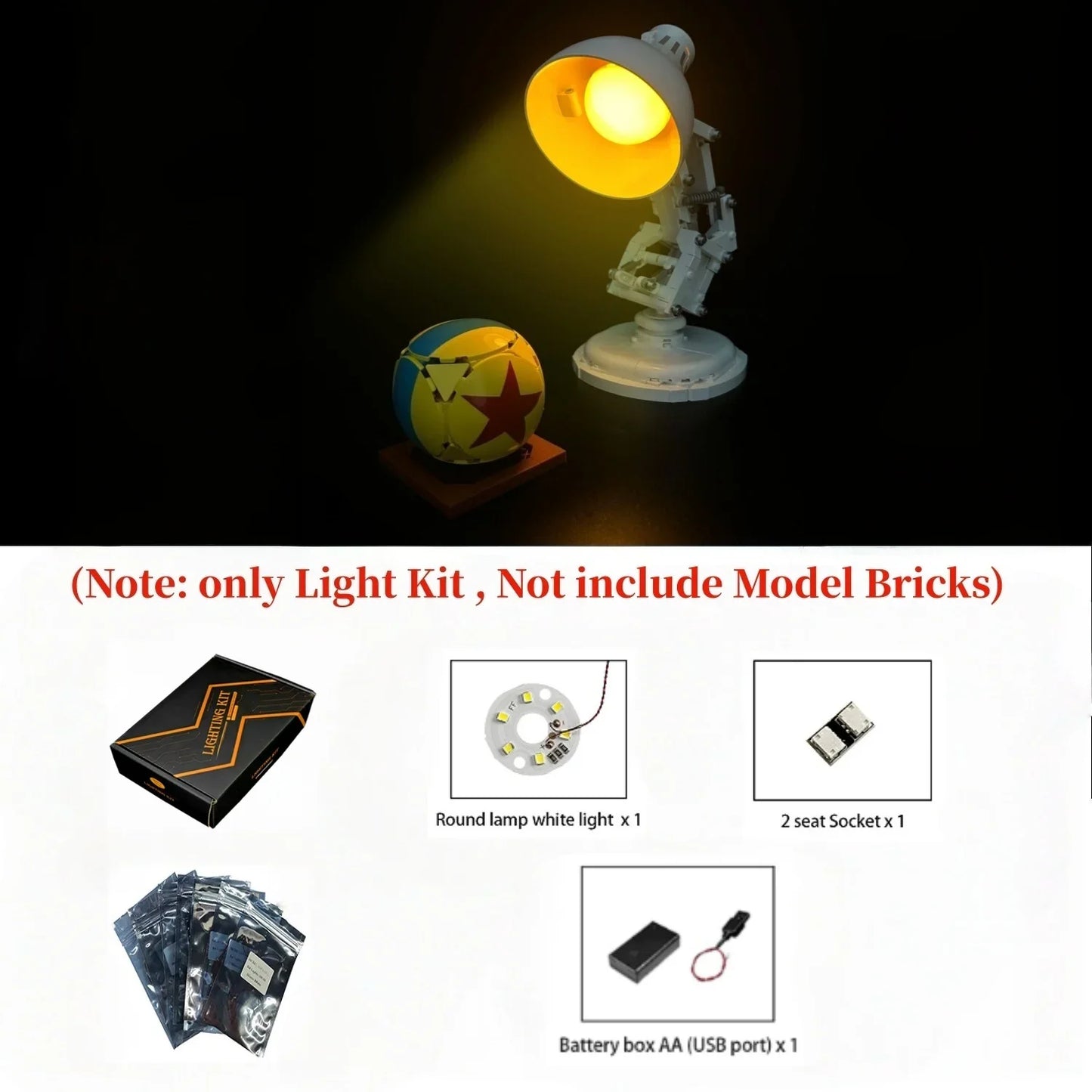 LYBMTWF LED Light Kit for LEGO Luxo Jr. - DIY Building Block Display Lighting Set, Model Not Included