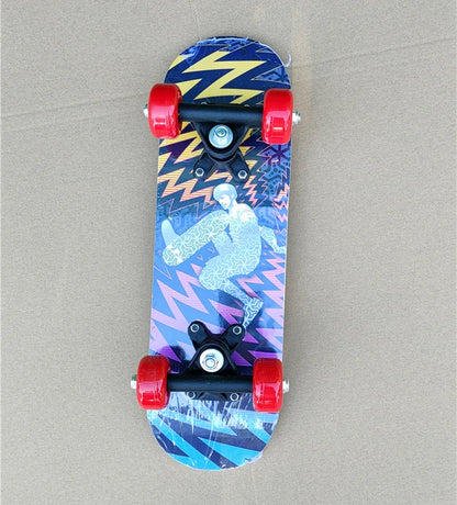 43cm Kids' Maple Skateboard – Double Rocker Deck with Cartoon Stickers for Beginners & Young Riders