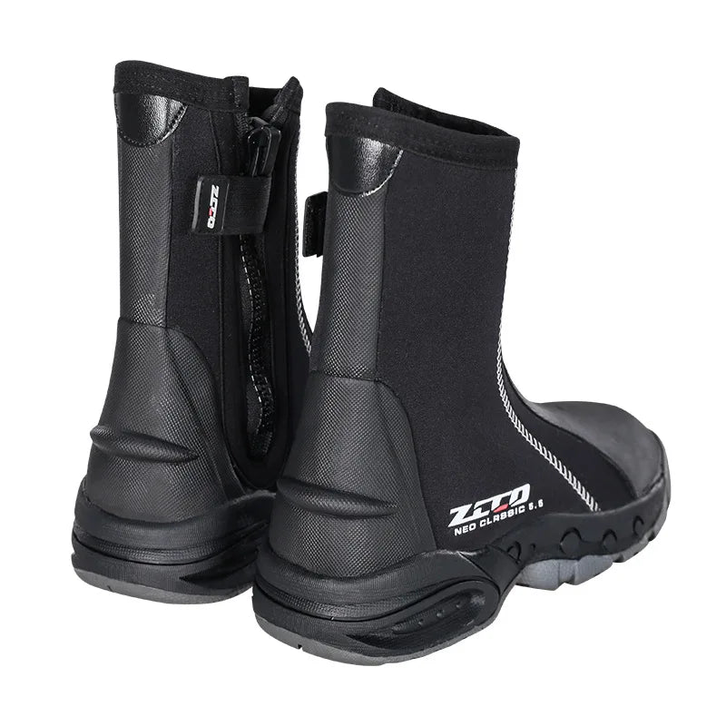 5mm Neoprene Dive Boots with Side Zipper — Unisex Snorkeling & Scuba Diving Shoes for Water Sports
