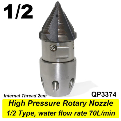 High Pressure Rotating Nozzle 1/2 M22 & 3/8 – Sewer & Sludge Cleaning Water Gun Nozzle for Pressure Washing