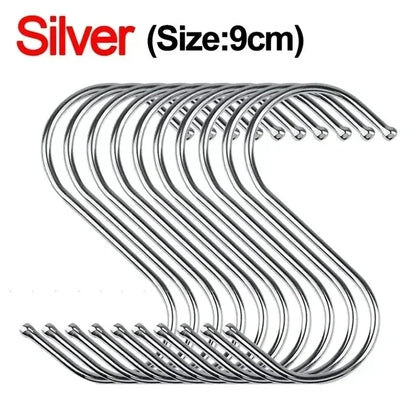 Stainless Steel Sharp Tip S Hooks – Hanging Utensil, Meat, and Clothes Hangers for Kitchen & Butcher Shop