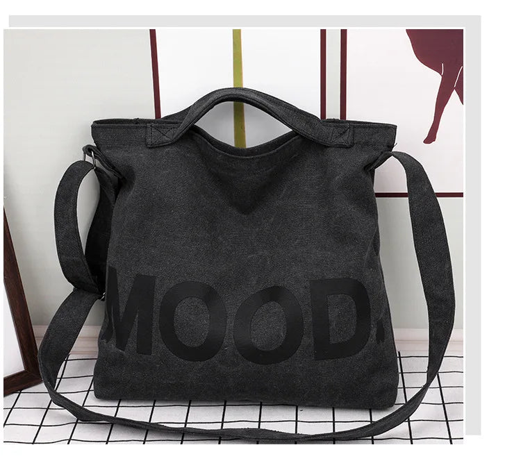 Women’s Tote Bag – Casual Canvas, Large Capacity Designer Handbag, Letters Shoulder & Crossbody Luxury Big Shopper Bag