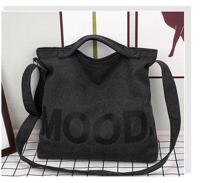 Women’s Tote Bag – Casual Canvas, Large Capacity Designer Handbag, Letters Shoulder & Crossbody Luxury Big Shopper Bag