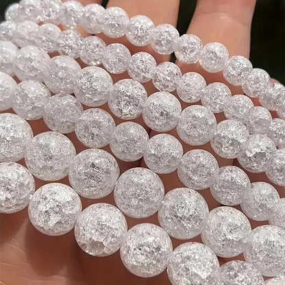 6/8/10mm White Cracked Acrylic Spacer Beads for DIY Jewelry Making – Handmade Bracelet & Necklace Craft Beads, Unique Gift Supplies
