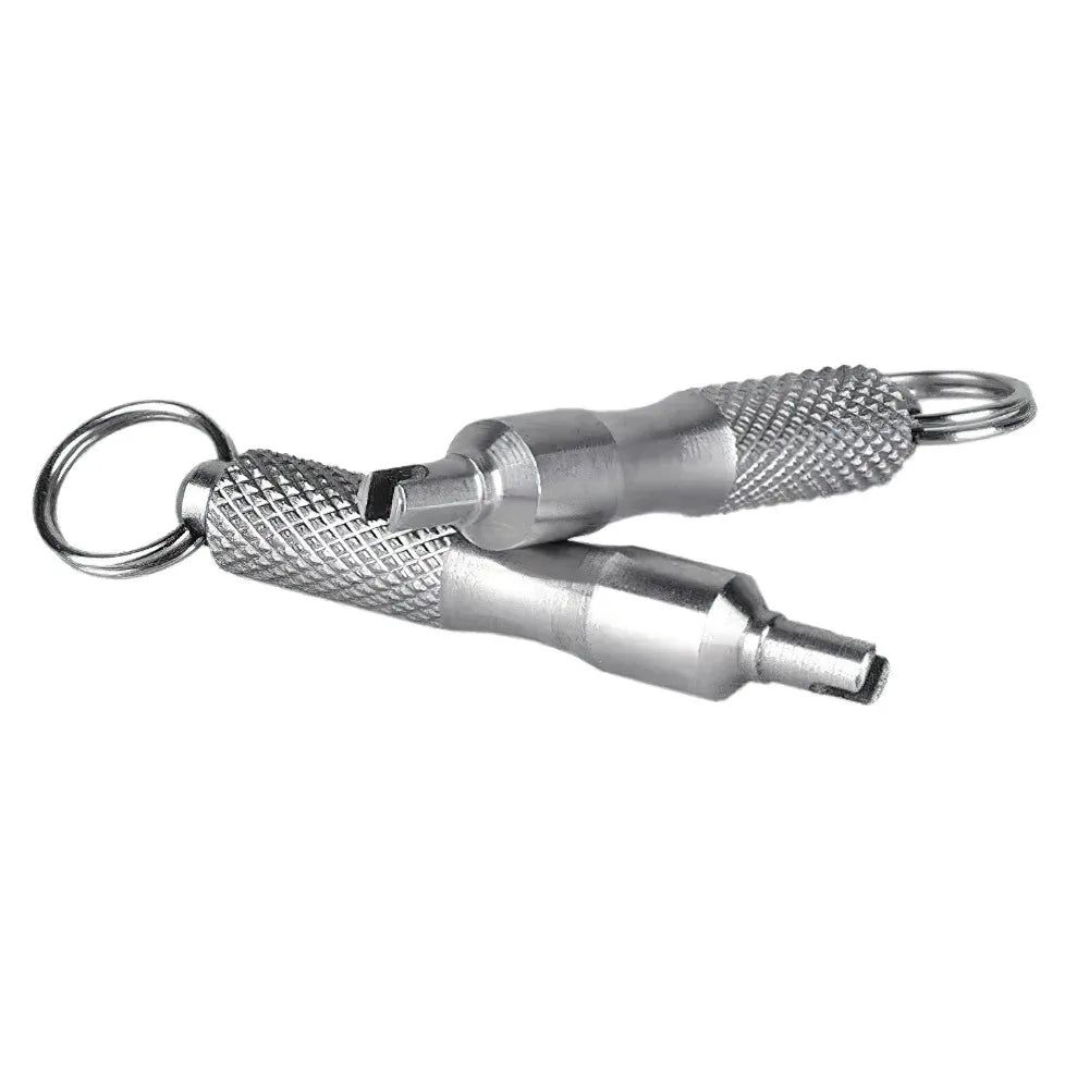 Universal Stainless Steel Tire Valve Core Remover Tool – Anti-Rust Screwdriver with Key Ring & Valve Wrench