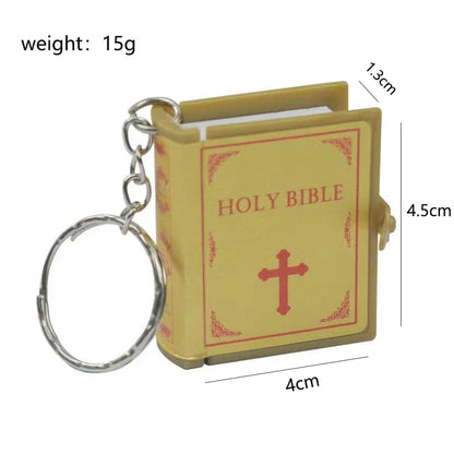 Mini English Holy Bible Keychain - Christian Jesus Cross & Muslim Keyring, Prayer God Bless Charm for Women’s Bag