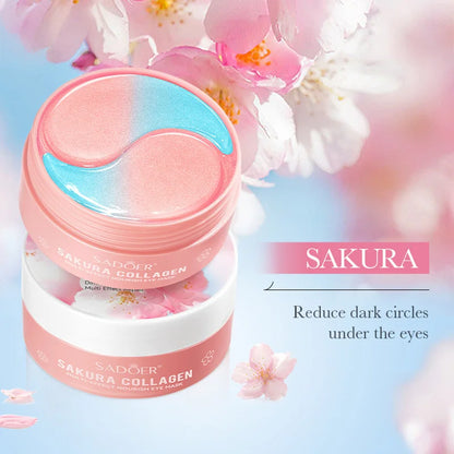 SADOER 60pcs Sakura Collagen Eye Masks — Anti-Dark Circle, Eye Bag Removal, Moisturizing & Firming Eye Patches