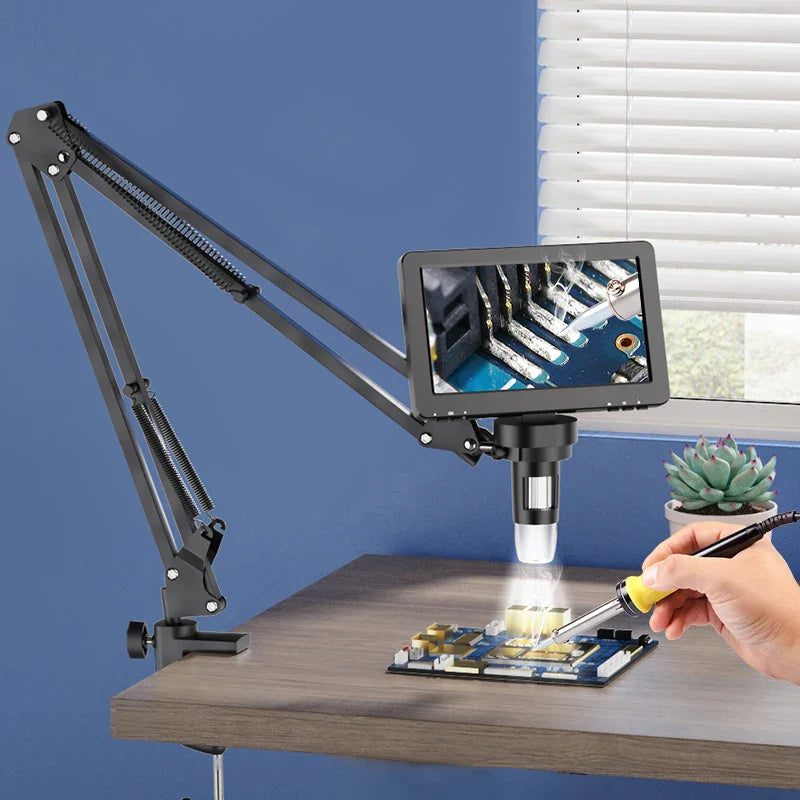 RIEVBCAU Flexible Microscope Arm Stand – Adjustable Metal Bracket Mount for DM4, DM7, DM9, MS1, MS3 Models