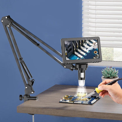 RIEVBCAU Flexible Microscope Arm Stand – Adjustable Metal Bracket Mount for DM4, DM7, DM9, MS1, MS3 Models