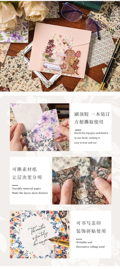 100 Pcs Vintage Multi-Style Writing Paper - Retro Stationery for Scrapbooking, Junk Journals & DIY Crafts