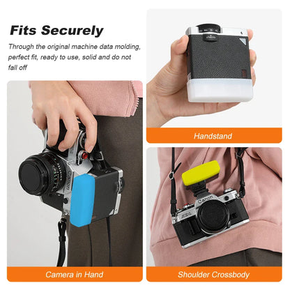 Godox Lux Junior Retro Speedlite — Flash with White, Yellow & Blue Diffuser Softbox