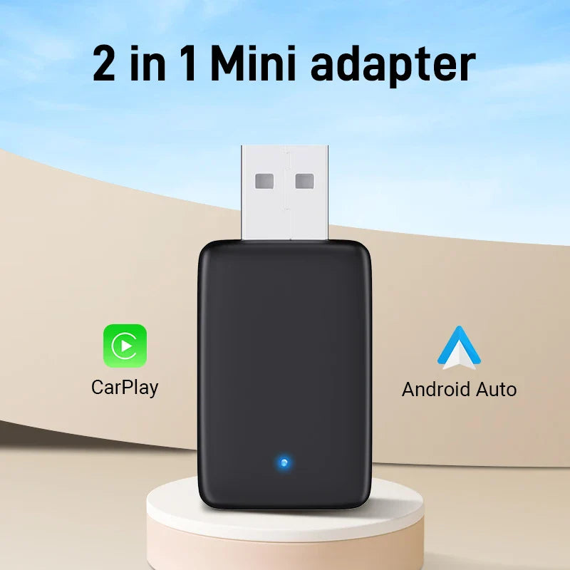 2025 Wireless CarPlay & Android Auto Adapter | 2-in-1 Smart Mini Box with WIFI & Bluetooth for Toyota, Volvo, Benz, MG, Kia, Mazda, Ford