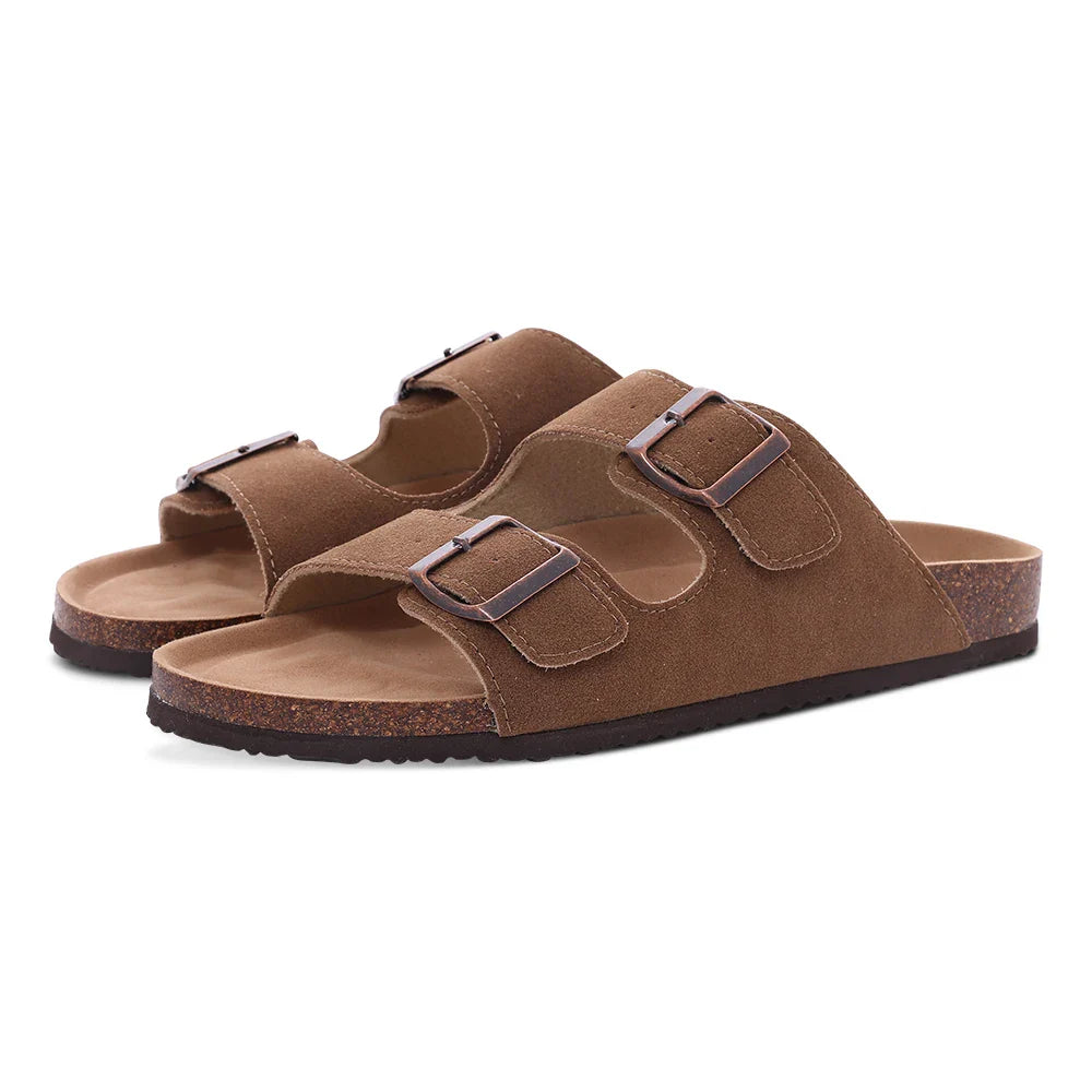 Comwarm Women’s Suede Mules & Men’s Cork Insole Clogs – Arch Support Sandals for Outdoor, Beach, and Home Slides