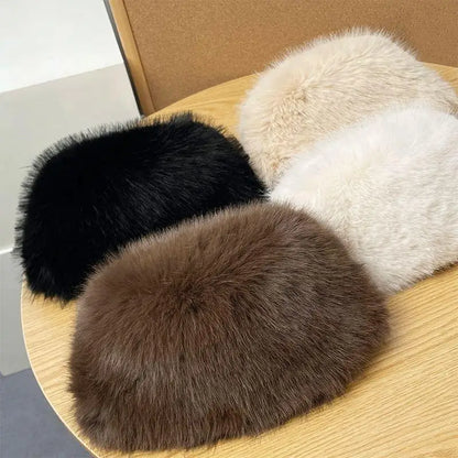 Women’s Winter Fluffy Fur Hat – Thick Warm Faux Fur Ski Cap, Russian Mink Fisherman Style, Windproof