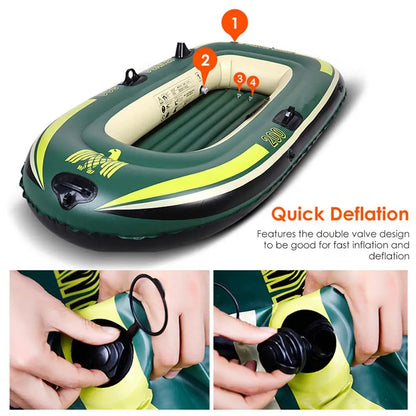 2/3 Person Heavy-Duty Inflatable Boat – Fishing Air Kayak Canoe for Drifting & Rafting (No Oars & Foot Pump)
