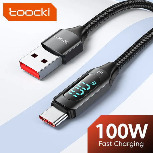Toocki 100W USB-C Fast Charging Cable - Super Charge Data Cord for Huawei, Honor, Xiaomi & Samsung Devices