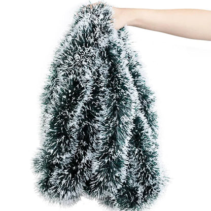 Christmas Bow Tinsel Ribbon Garland – Green Ribbon for Tree, Wreath & Holiday Decor