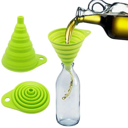 Mini Foldable Silicone Funnel - Collapsible Portable Funnel for Fuel, Oil, Beer & Kitchen Accessories