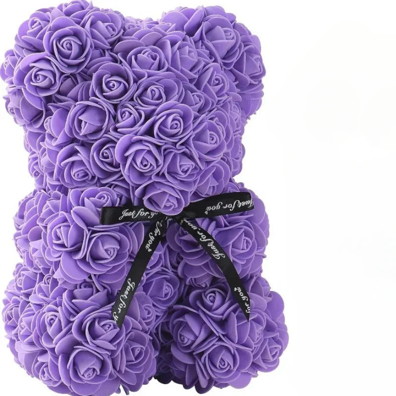 Forever Rose Teddy Bear – Artificial Flower Gift for Mom & Special Occasions