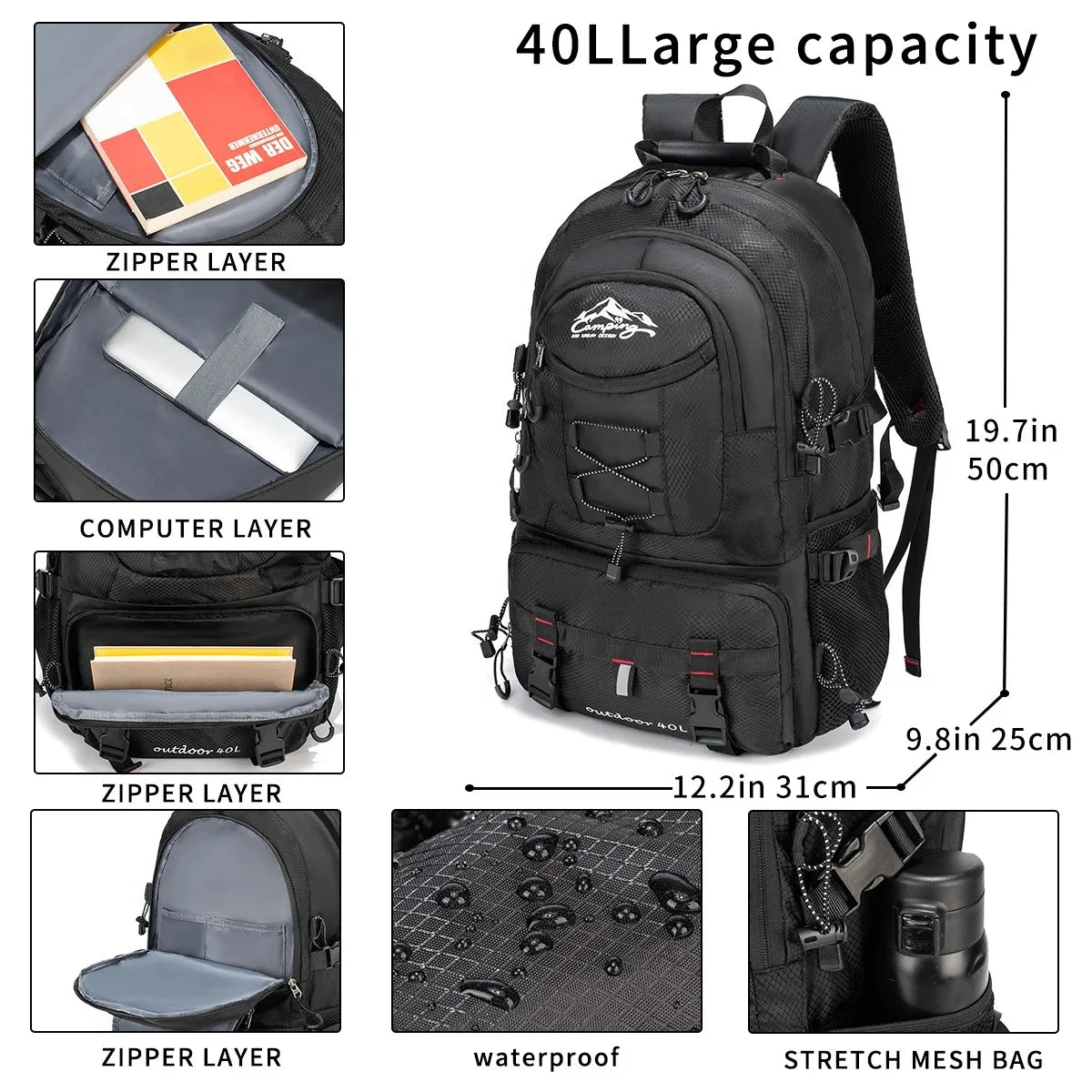 Large-Capacity Men’s Hiking Backpack – Travel & Outdoor European-Style Fashion Luggage Bag