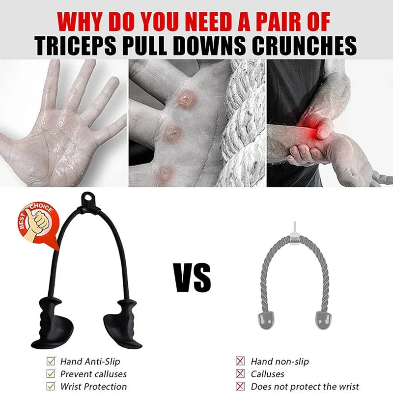 Fitness Biceps & Triceps Rope Pull-Down Grip Handles – Muscle Gym Pulley Cable Attachment for Back Workouts