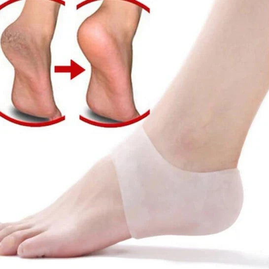 Silicone Heel Protector Socks - Gel Heel Pads for Plantar Support, Cracked Skin Care & Foot Comfort