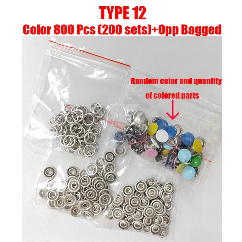 Metal Snap Button Fastener Kit - 50/100PCS Hollow Prong Studs with Pliers Tool for Clothing Sewing Bags & Shoes