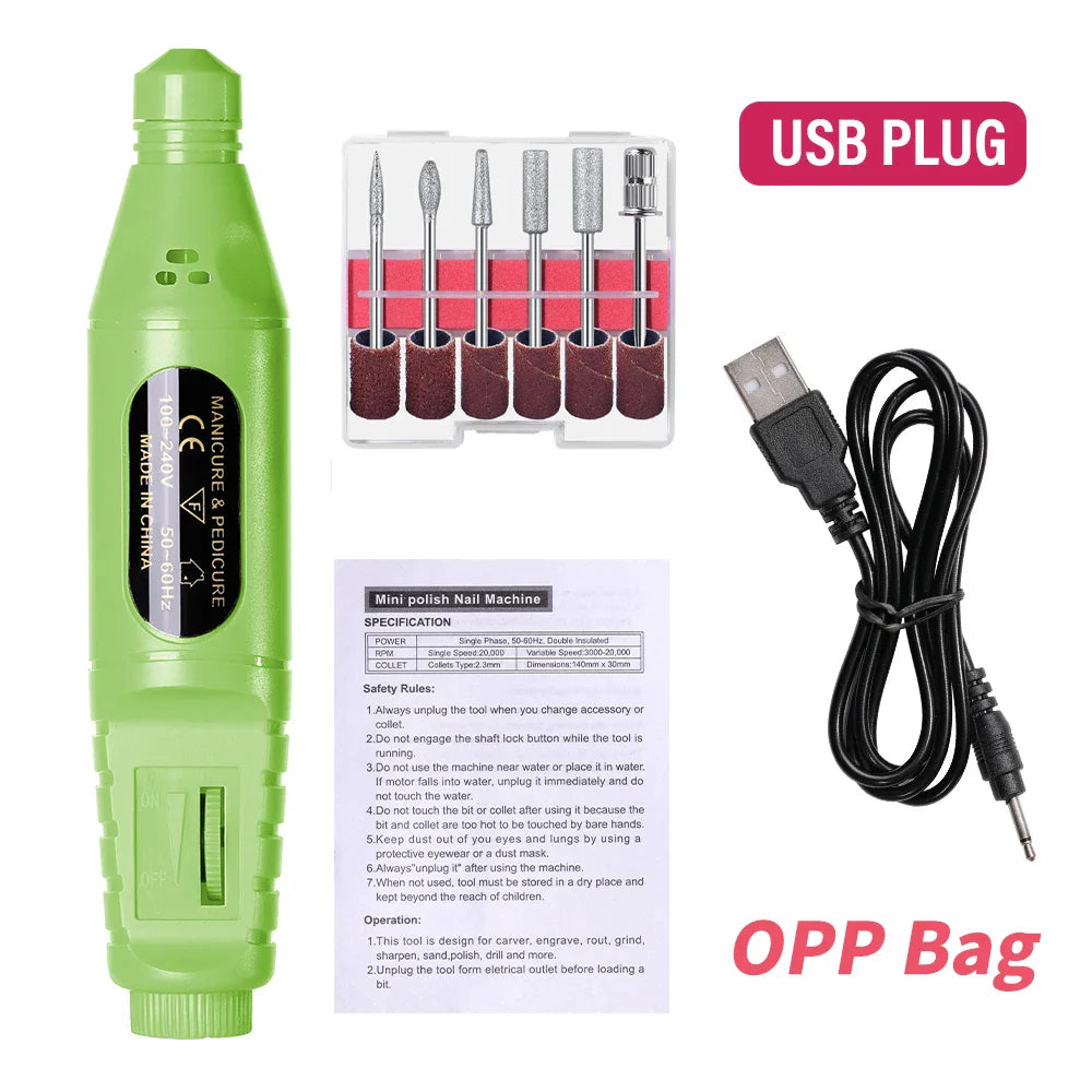 LINMANDA 6-in-1 Electric Nail Drill Kit – Portable Manicure Machine for Nail Filing, Polishing & Removal Tools