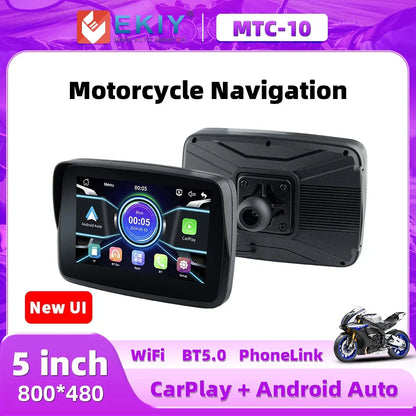 EKIY MTC-10 5” Wireless CarPlay Motorcycle Navigation Display – Portable Android Auto Monitor