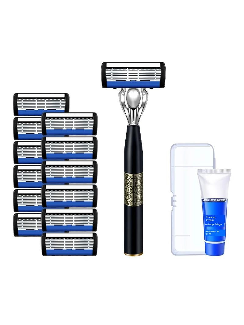 German Imported 7-Layer Manual Razor – Authentic Jiazhikou Shaver for Men, Trendy National Style