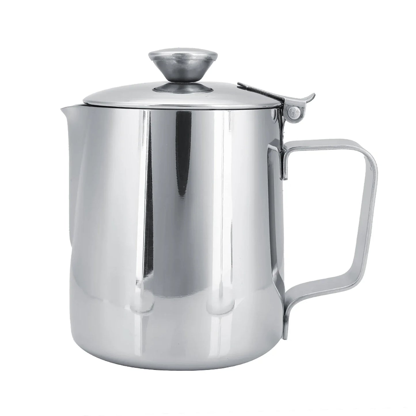 Stainless Steel Coffee Mug & Milk Frothing Pitcher with Lid – Latte Art Barista Cup for Coffee & Milk Drinks