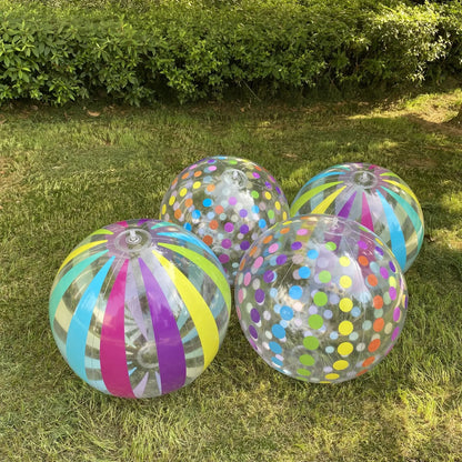 2-Pack 15.35-Inch Colorful Striped Transparent Inflatable Beach Balls — Fun Set for Beach & Pool Party Games