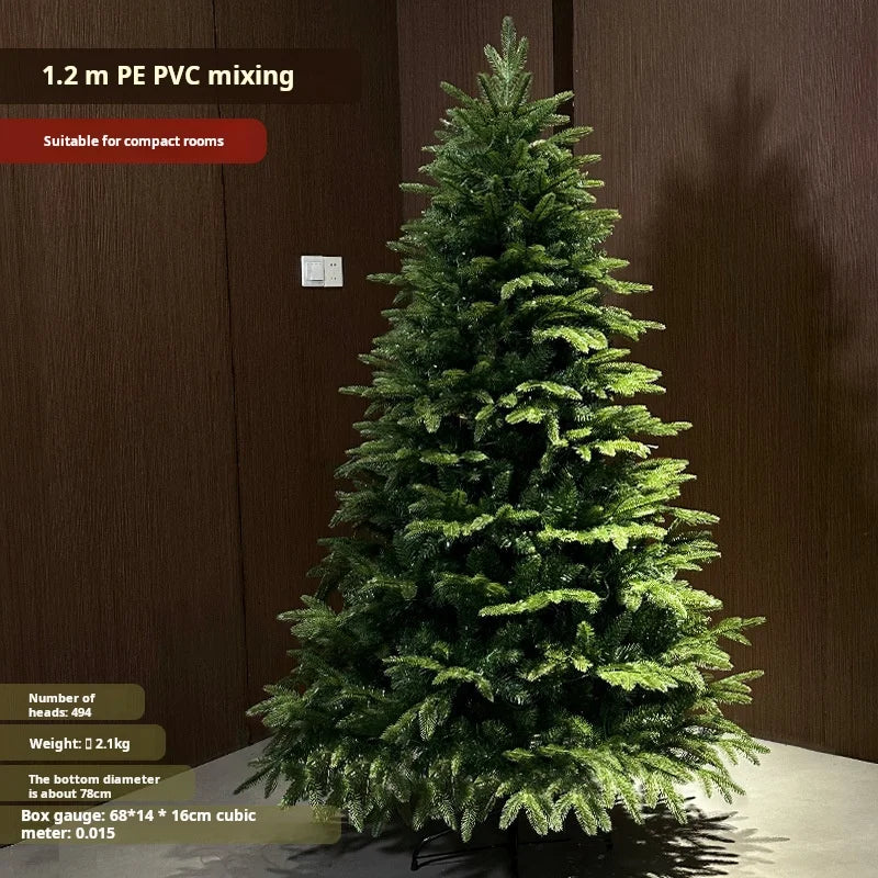 PE & PVC Mixed Christmas Tree with Lights — Large Decorative Holiday Tree for New Christmas Decor
