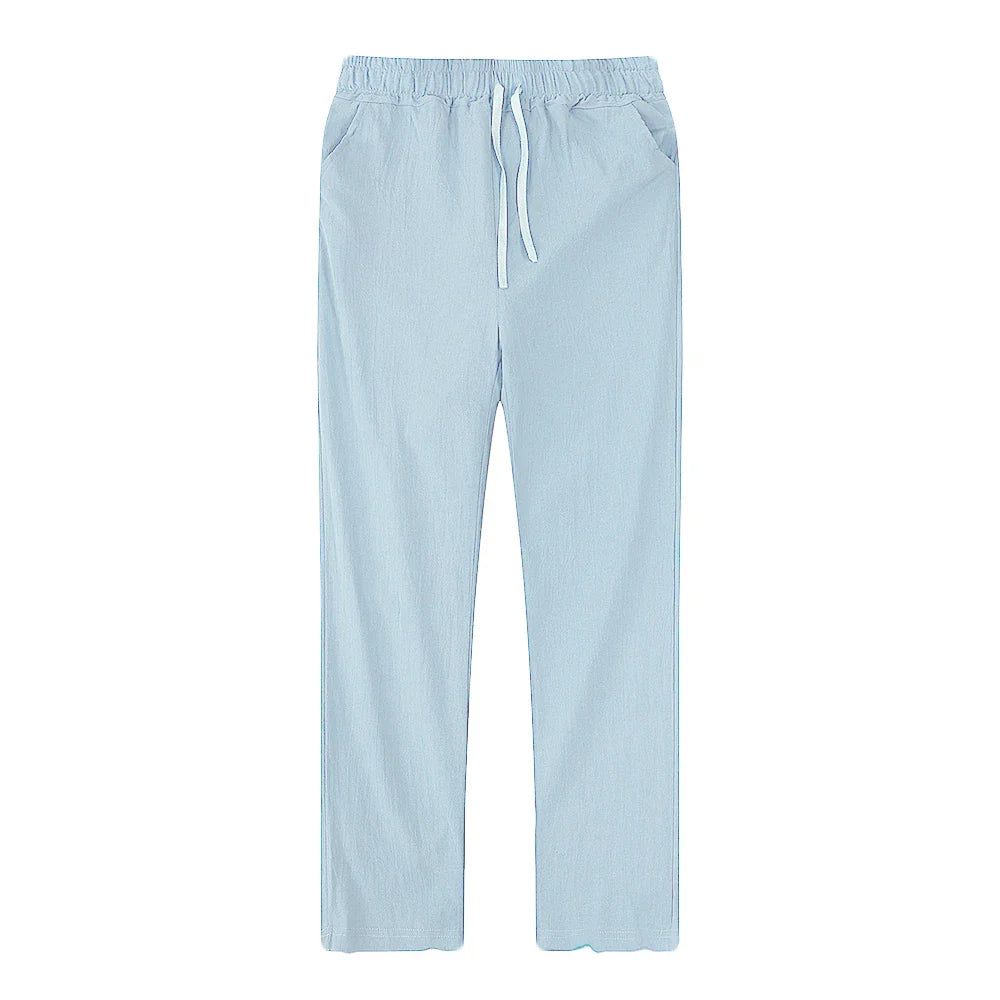 Men's Cotton Linen Pants – Breathable Solid Color Trousers for Autumn, Fitness & Streetwear, S-3XL