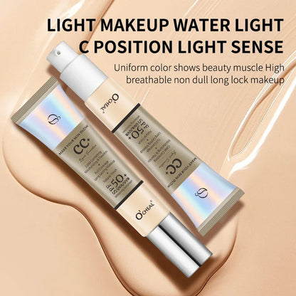 Ocheal 30g CC Cream Foundation – Waterproof Concealer, SPF 50+ Moisturizing Sunscreen, Long-Lasting Brightening Makeup Primer