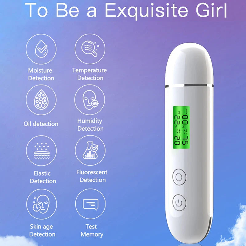 LCD Digital Skin Analyzer Pen — Face Tester for Moisture, Oil & Skin Health with Fluorescent Display