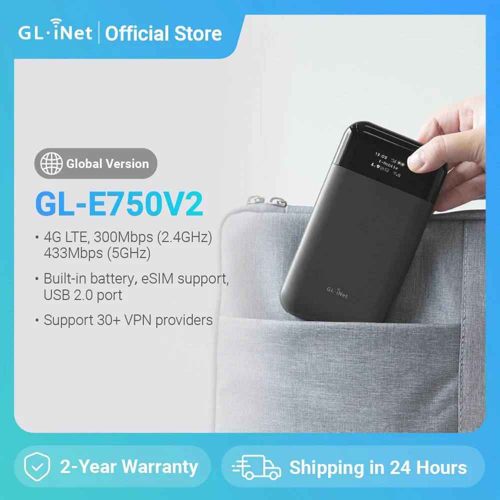 GL.iNet MUDI V2 (GL-E750V2) — 750Mbps 4G LTE Router with 1TB MicroSD Support and OpenWrt