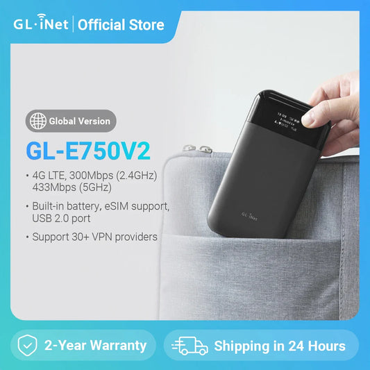 GL.iNet MUDI V2 (GL-E750V2) — 750Mbps 4G LTE Router with 1TB MicroSD Support and OpenWrt