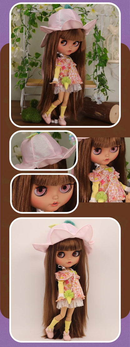 ICY DBS Blyth Doll – 1/6 Joint Body BJD Anime Girl with Tan Skin, Matte Face & Pouting Mouth OOAK OB24