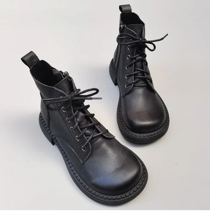 Careaymade 100% Genuine Leather Wide Casual Women’s Short Boots – Big Size, Handmade Men’s Wool Boots