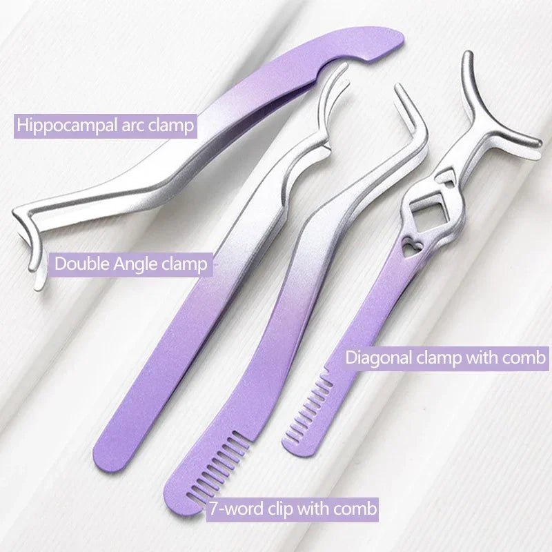 Professional False Eyelash Applicator Tweezers – Precision Lash Extension Clip & Curler Makeup Tool