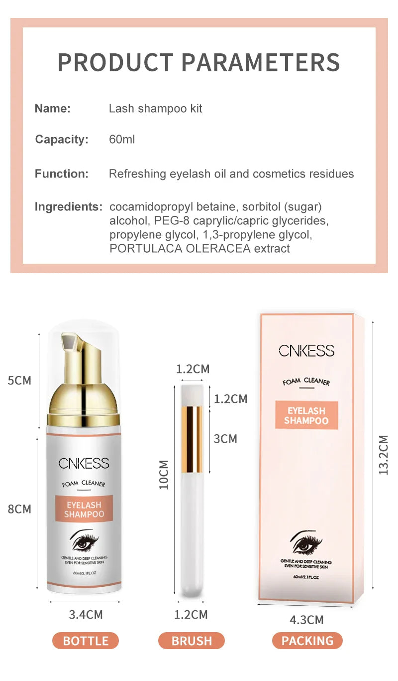 Lash Super Concentrate Mousse – Gentle Eyelash Shampoo Foam for Extensions & Makeup Tools