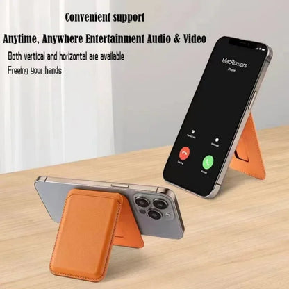 Strong Magnetic Leather Wallet Case with Hidden Stand for MagSafe – Card Holder Cover for iPhone 15 Pro Max, 14 & 13 Pro Max