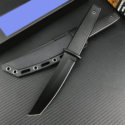 CS KOBUN Tactical Fixed Blade Knife – 8Cr13Mov Tanto Blade for Outdoor, Survival, Hunting & Self-Defense